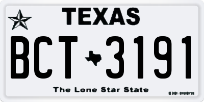 TX license plate BCT3191