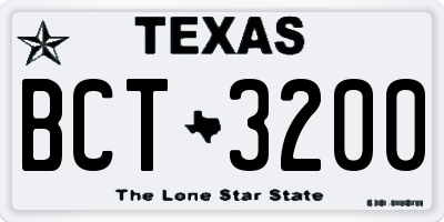 TX license plate BCT3200