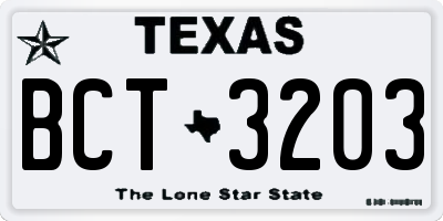 TX license plate BCT3203