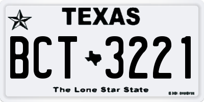 TX license plate BCT3221