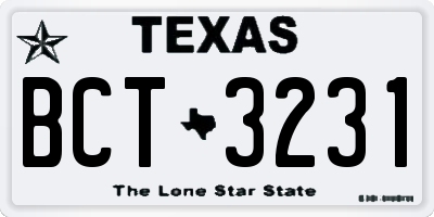 TX license plate BCT3231