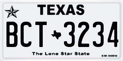 TX license plate BCT3234