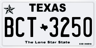 TX license plate BCT3250