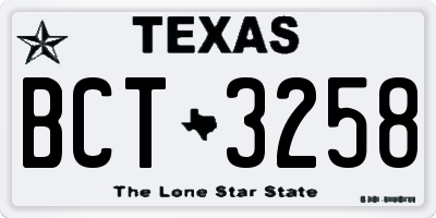 TX license plate BCT3258
