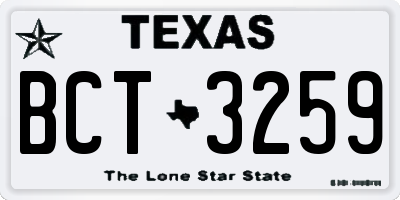 TX license plate BCT3259