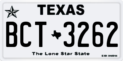 TX license plate BCT3262