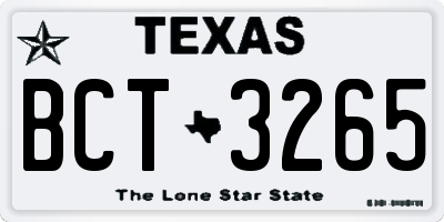 TX license plate BCT3265