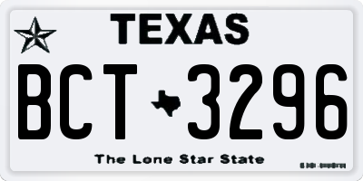 TX license plate BCT3296