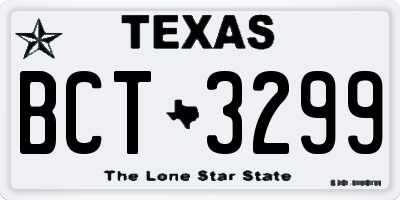 TX license plate BCT3299