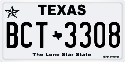 TX license plate BCT3308