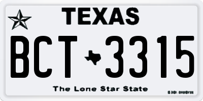 TX license plate BCT3315
