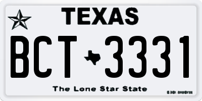 TX license plate BCT3331
