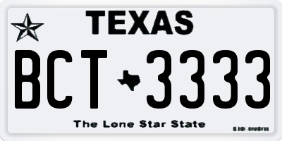 TX license plate BCT3333