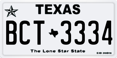 TX license plate BCT3334