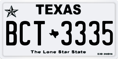 TX license plate BCT3335
