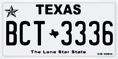 TX license plate BCT3336