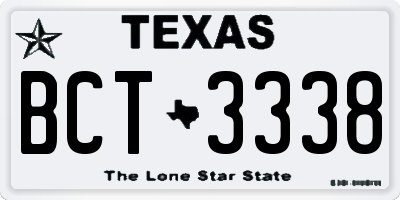 TX license plate BCT3338