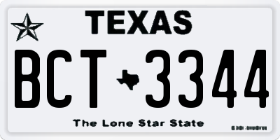 TX license plate BCT3344