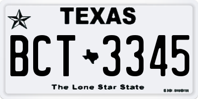 TX license plate BCT3345