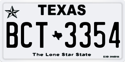 TX license plate BCT3354
