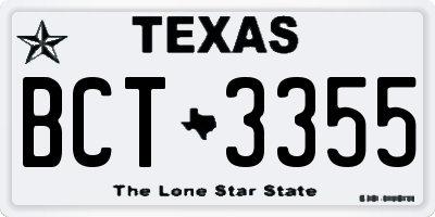 TX license plate BCT3355