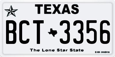 TX license plate BCT3356