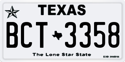 TX license plate BCT3358