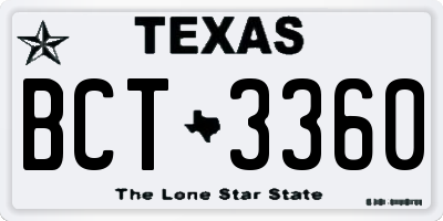 TX license plate BCT3360