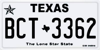 TX license plate BCT3362