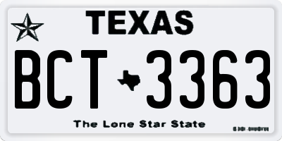 TX license plate BCT3363