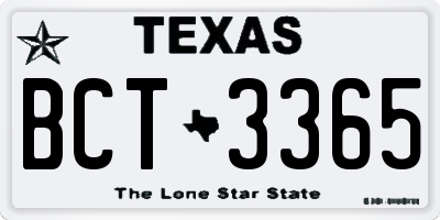 TX license plate BCT3365