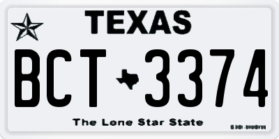 TX license plate BCT3374