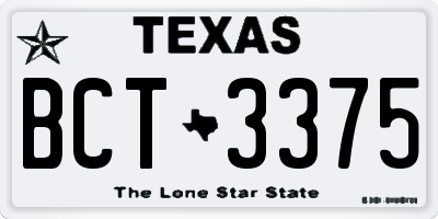 TX license plate BCT3375