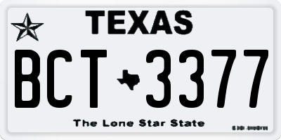 TX license plate BCT3377