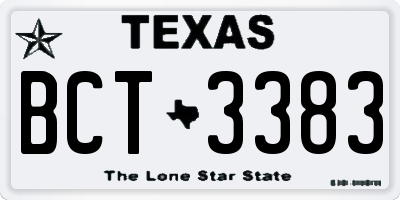 TX license plate BCT3383