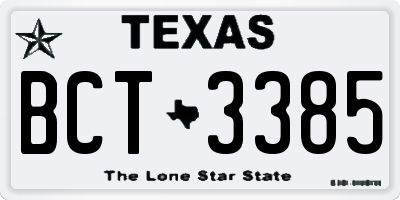 TX license plate BCT3385