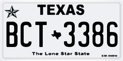 TX license plate BCT3386