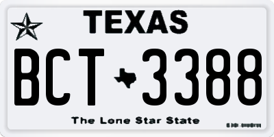 TX license plate BCT3388