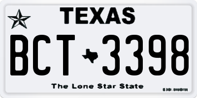 TX license plate BCT3398