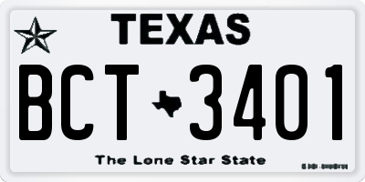 TX license plate BCT3401