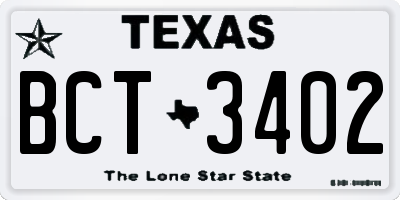 TX license plate BCT3402