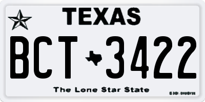TX license plate BCT3422