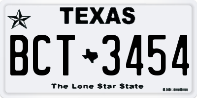 TX license plate BCT3454