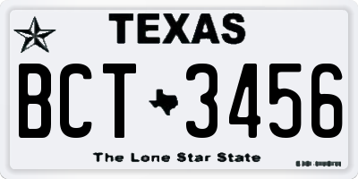 TX license plate BCT3456