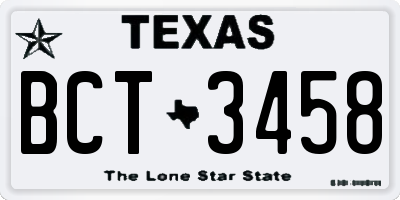 TX license plate BCT3458