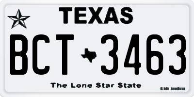 TX license plate BCT3463
