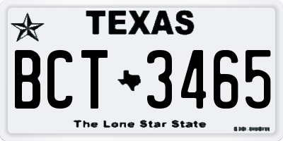 TX license plate BCT3465