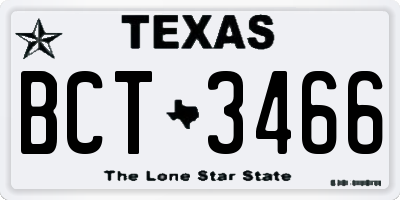 TX license plate BCT3466