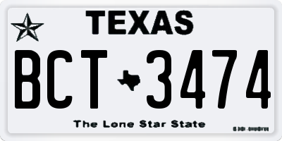 TX license plate BCT3474