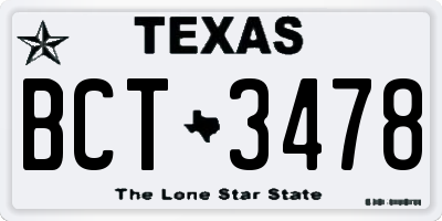 TX license plate BCT3478